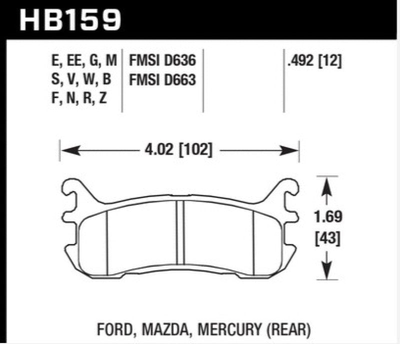 HAWK ER-1 Brake Pad Sets - Hawk 03-05 Mazda Miata Rear ER-1 Brake Pad Set
