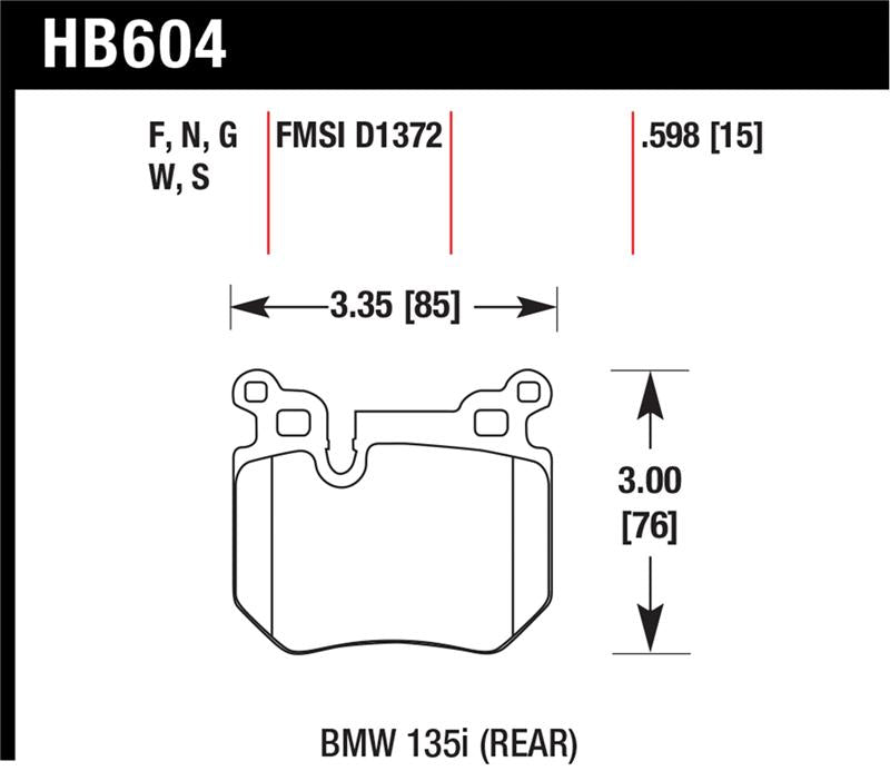 HAWK HPS Brake Pad Sets - Hawk BMW 135i HPS Street Rear Brake Pads