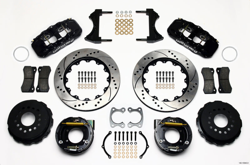 WIL Aero Brake Kit - Wilwood AERO4 Rear P-Brake Kit 14.00in Drilled Small Ford 2.66in Offset