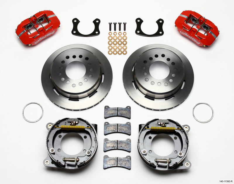 WIL Dynapro Brake Kit - Wilwood Dynapro Low-Profile 11.00in P-Brake Kit - Red New Big Ford 2.50in Off Staggered Mount