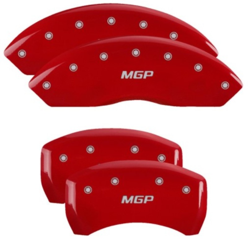 MGP Caliper Covers 4 Standard - MGP 4 Caliper Covers Engraved Front & Rear MGP Red Finish Silver Char 2019 Chevrolet Blazer