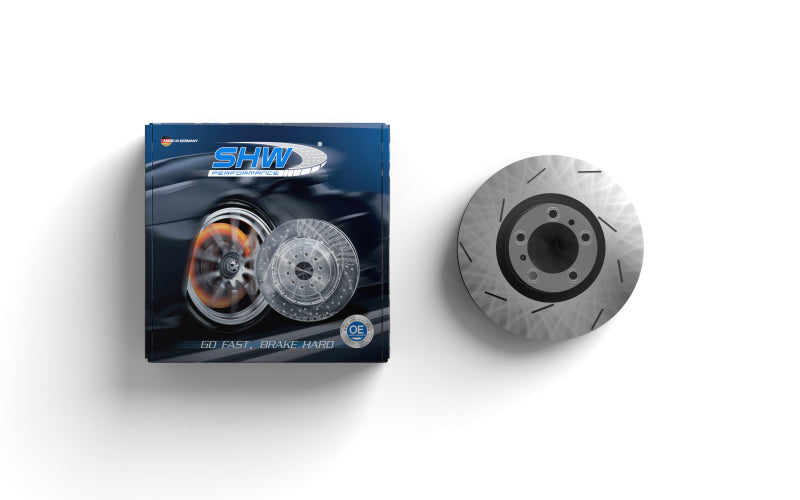 SHW Slotted Monobloc Rotors - SHW 13-16 Porsche Panamera GTS 4.8L w/o Ceramics Left Rear Slotted Monobloc Brake Rotor (298615601B)