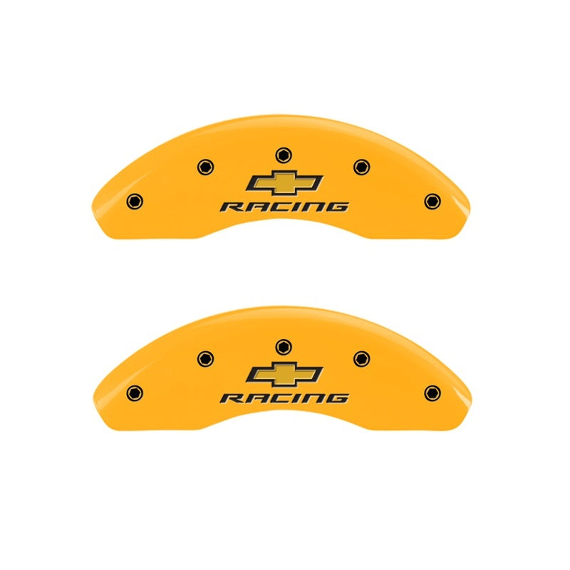 MGP Caliper Covers 2 Logo - MGP Front set 2 Caliper Covers Engraved Front Chevy racing Yellow finish black ch