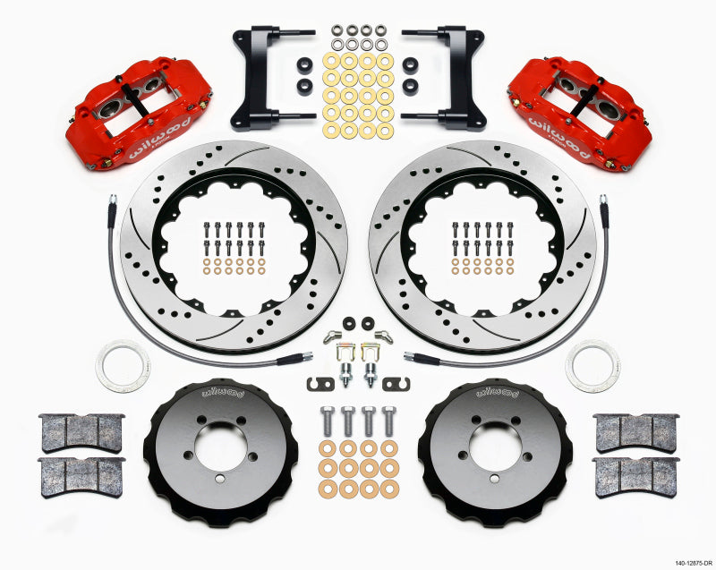 WIL Superlite Brake Kit - Wilwood Narrow Superlite 6R Front Hat Kit 14.00in Drilled Red 1999-2012 Subaru WRX w/Lines