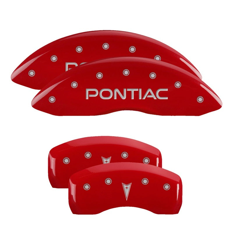 MGP Caliper Covers 4 Logo - MGP 4 Caliper Covers Engraved Front Pontiac Rear Arrow Red Finish Silver Char 2006 Pontiac GTO