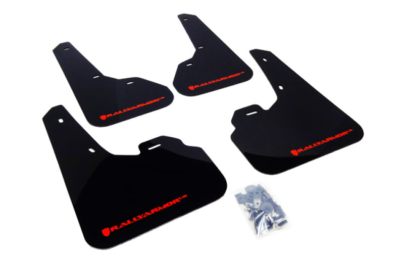 RAL UR Blk Flap/Rd Logo - Rally Armor 10-13 Mazda3/Speed3 (Hatch/Sedan) Black UR Mud Flap w/Red Logo