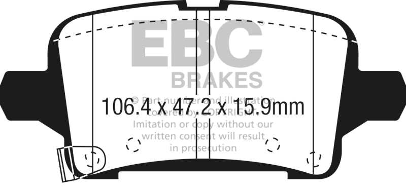 EBC Redstuff Brake Pad Sets - EBC 2016+ Chevrolet Malibu 1.5L Turbo (Elec PB) Redstuff Rear Brake Pads