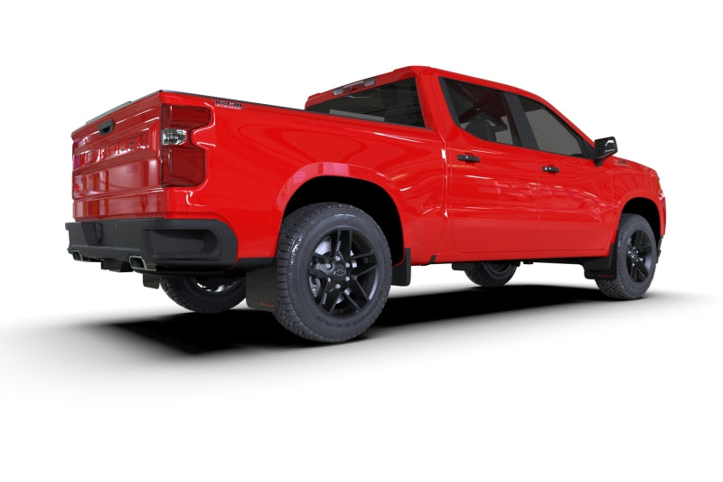 RAL UR Blk Flap/Wht Logo - Rally Armor 19-26 Gen 4 Chevy Silverado 1500 Black UR Mud Flap White Logo