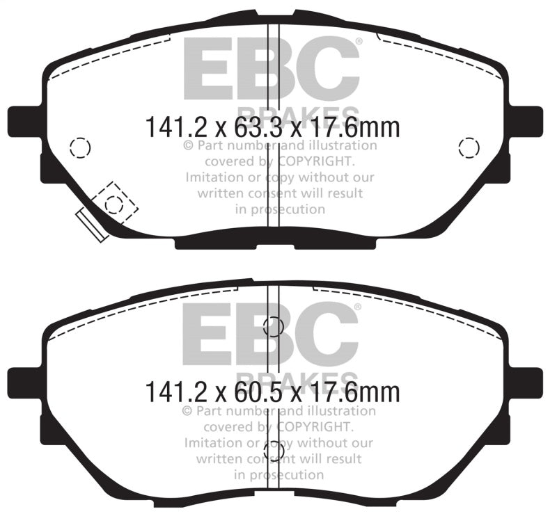 EBC Yellowstuff Brake Pad Sets - EBC 2017+ Toyota C-HR 2.0L Yellowstuff Front Brake Pads