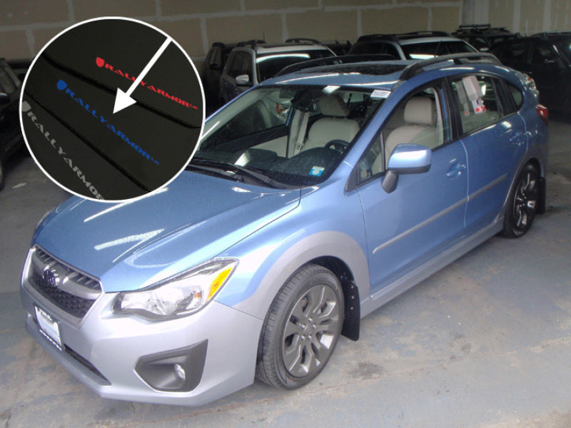 RAL UR Blk Flap/Blue Logo - Rally Armor 12-16 Subaru Impreza 4D/5D Black UR Mud Flap w/Blue Logo