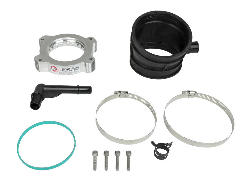 AFE Silver Bullet TBS - aFe 2020 Vette C8 Silver Bullet Aluminum Throttle Body Spacer Works w/ Factory Intake Only - Silver