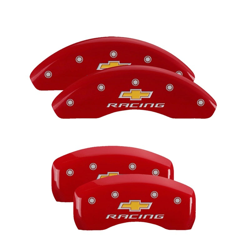 MGP Caliper Covers 4 Logo - MGP 4 Caliper Covers Engraved Front & Rear Chevy racing Red finish silver ch