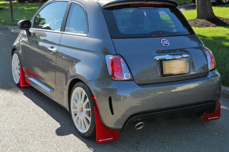 RAL UR Red Flap/Wht Logo - Rally Armor 12-18 Fiat 500 Red Mud Flap w/White Logo