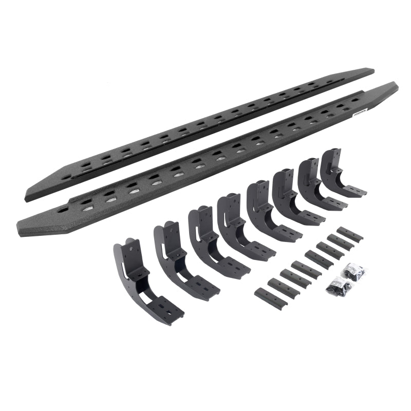 GOR RB20 Slim Running Boards - Go Rhino 19-22 GMC Sierra 1500 CC (New Bdy) RB20 Slim Running Boards Kit (w/Brackets) - Bedliner Ct