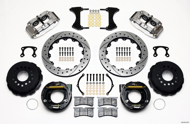 WIL Superlite Brake Kit - Wilwood Narrow Superlite 4R Rear P-Brk Kit 12.88in Drill Polish Big Ford New Style 2.36in Offset