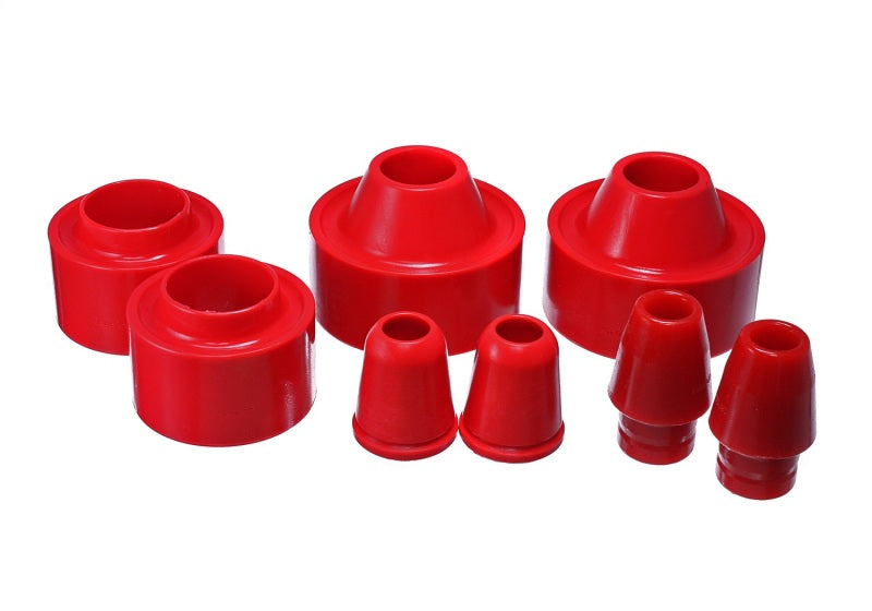 ES Spring Isolators - Red - Energy Suspension 07-17 Jeep Wrangler (JK) Red Front & Rear Coil Spring Spacer 1-3/4in Lift Set