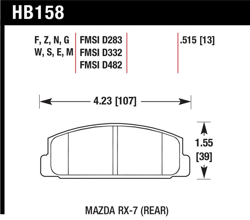 HAWK HP+ Brake Pad Sets - Hawk 86-95 Mazda RX-7 HP+ Street Rear Brake Pads