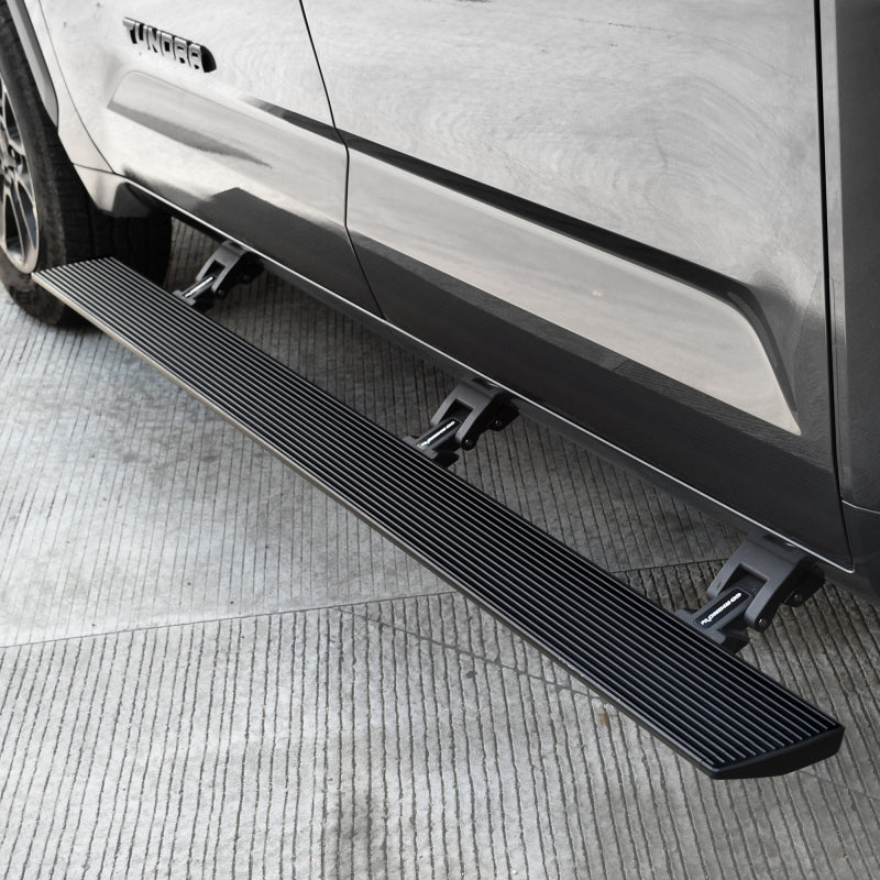 GOR RealTruck VoltStep Running Boards - Go Rhino 22-23 Toyota Tundra CrewMax Cab 4dr E-BOARD E1 Electric Running Board Kit - Tex. Blk