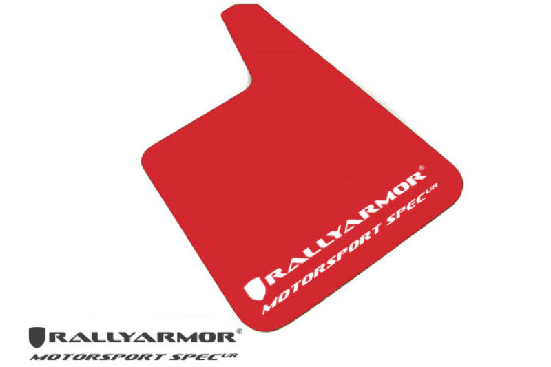 RAL UR Red Flap/Wht Logo - Rally Armor Universal Fit (No Hardware) Motorsport Spec Red UR Mud Flap w/ White Logo