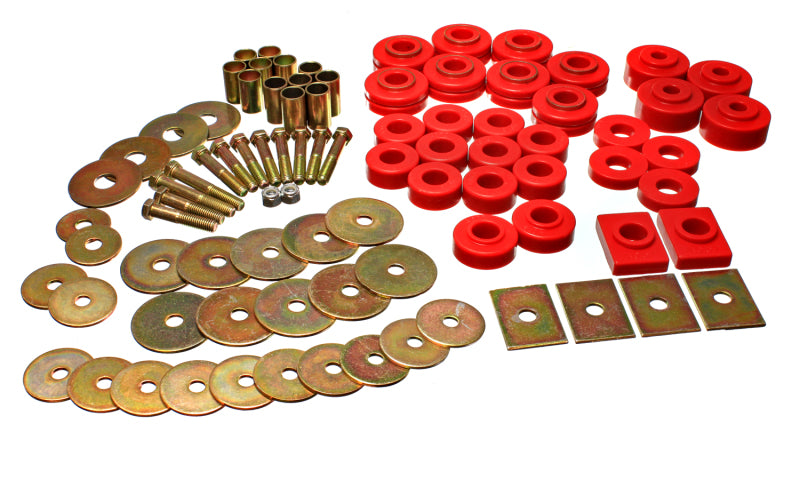 ES Body Mounts - Red - Energy Suspension 64-67 Buick Century/Regal/Grand National/Skylark/Special Red Body Mount Set