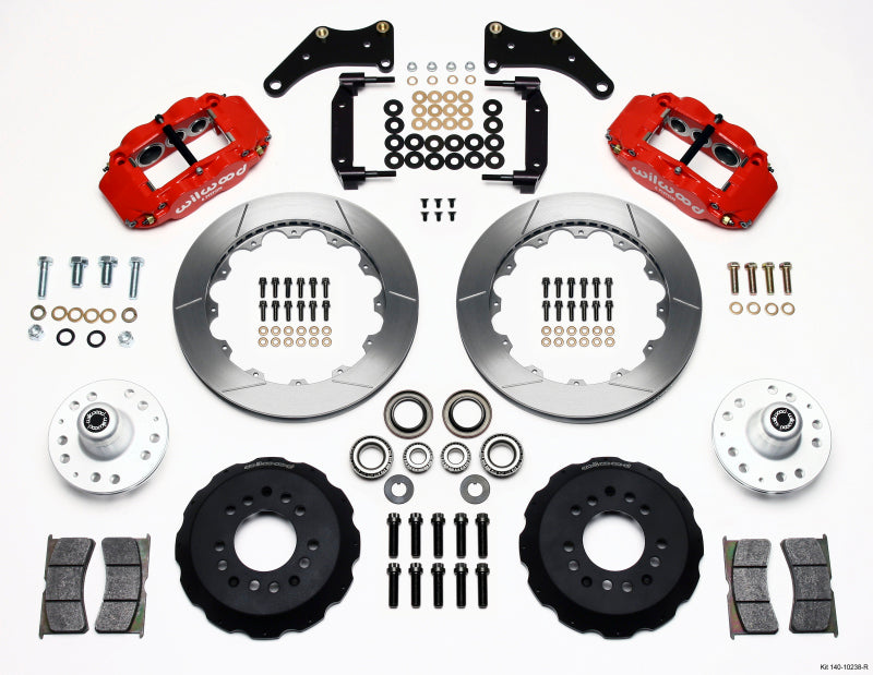 WIL Superlite Brake Kit - Wilwood Narrow Superlite 6R Front Hub Kit 12.88in Red Large GM 57-70 Drop Spindle