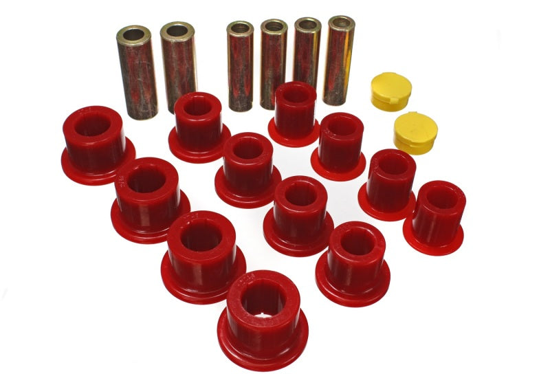 ES Spring/Shackle Bush - Red - Energy Suspension 00-04 Ford Excursion 4WD / 99-04 F250/F350 4WD Red Front Leaf Spring Bushing Set