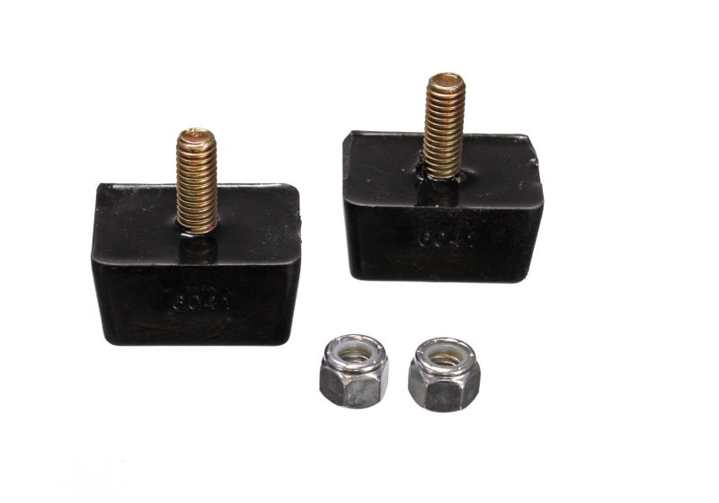 ES Bump Stops - Black - Energy Suspension Univ Blk 7/8in H x 1-7/8in L x 1-3/8in W Low Profile Rectangular Bump Stops (2 ea)