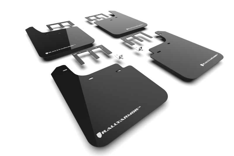 RAL UR Blk Flap/Wht Logo - Rally Armor 19-26 Gen 4 Chevy Silverado 1500 Black UR Mud Flap White Logo