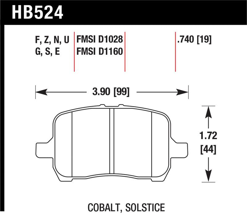 HAWK HPS Brake Pad Sets - Hawk 05-07 Cobalt SS / 08-09 HHR / 04+ Malibu / 07A+ G5 GT / 06+ G6 / HPS Street Front Brake Pads
