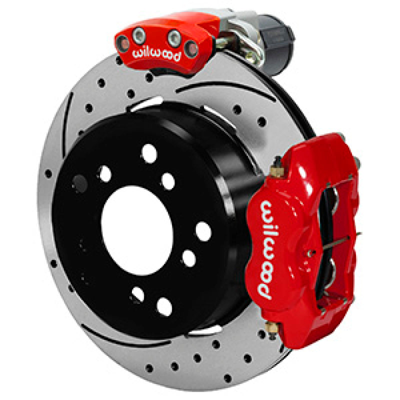 WIL Parking Brake Brake Kit - Wilwood Forged Dynalite Rear Electronic Parking Brake Kit - Red Powder Coat Caliper - D/S Rotor