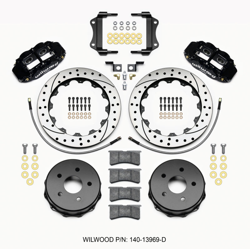WIL Superlite Brake Kit - Wilwood Narrow Superlite 4R Rear Kit 12.88in Drilled 2007-up Jeep JK w/Lines