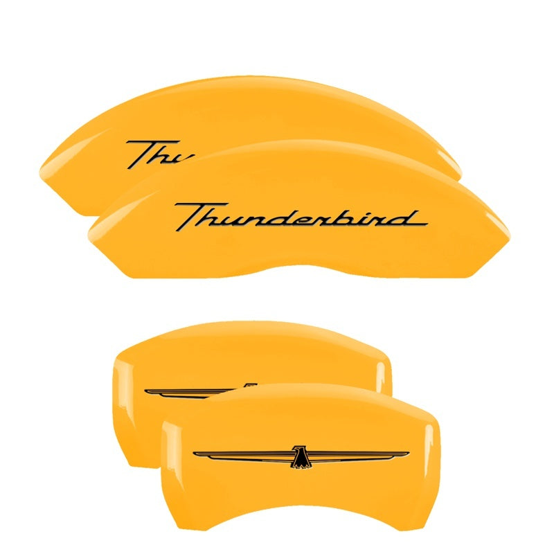 MGP Caliper Covers 4 Logo - MGP 4 Caliper Covers Eng Fr No Bolts/TBird Rr No Bolts/TBird Yel Finish Blk Char 05 Ford Thunderbird