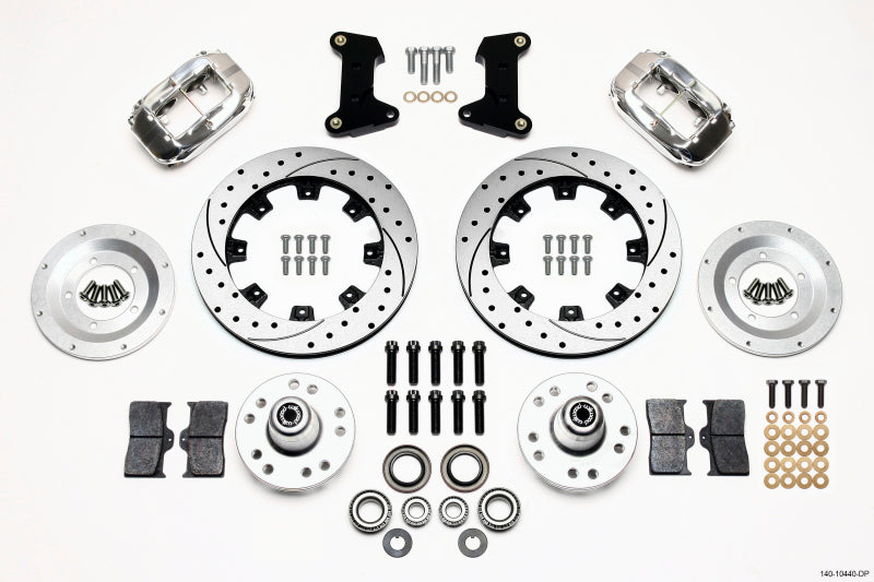 WIL Dynalite Brake Kit - Wilwood Forged Dynalite Front Kit 12.19in Drilled Polished 74-80 Pinto/Mustang II Disc Spindle only
