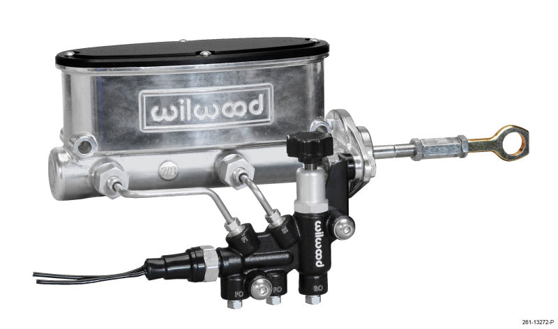 WIL Master Cylinder - Wilwood HV Tandem M/C Kit w L/H Bracket & Prop Valve - 7/8in Bore Ball Burn.-W/Push