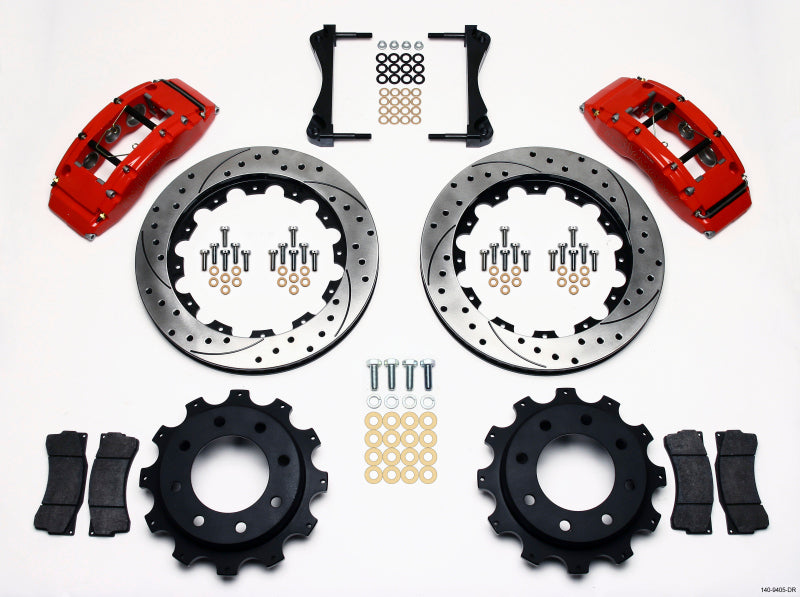 WIL TC6R Brake Kit - Wilwood TC6R Rear Kit 16.00in Drilled Red 1999-2010 GM H2 / 2500 4.63 Cntr