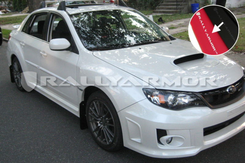 RAL UR Red Flap/Wht Logo - Rally Armor 11-14 Subaru WRX/STI (Sedan Only) Red UR Mud Flap w/White Logo
