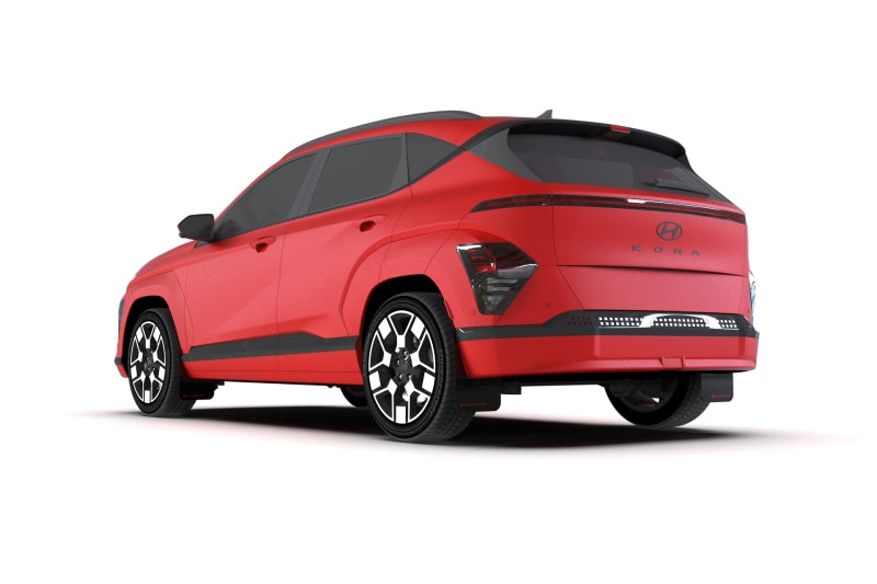 RAL UR Blk Flap/Wht Logo - Rally Armor 24-26 Hyundai Kona/Kona EV Black UR Mud Flap w/White Logo