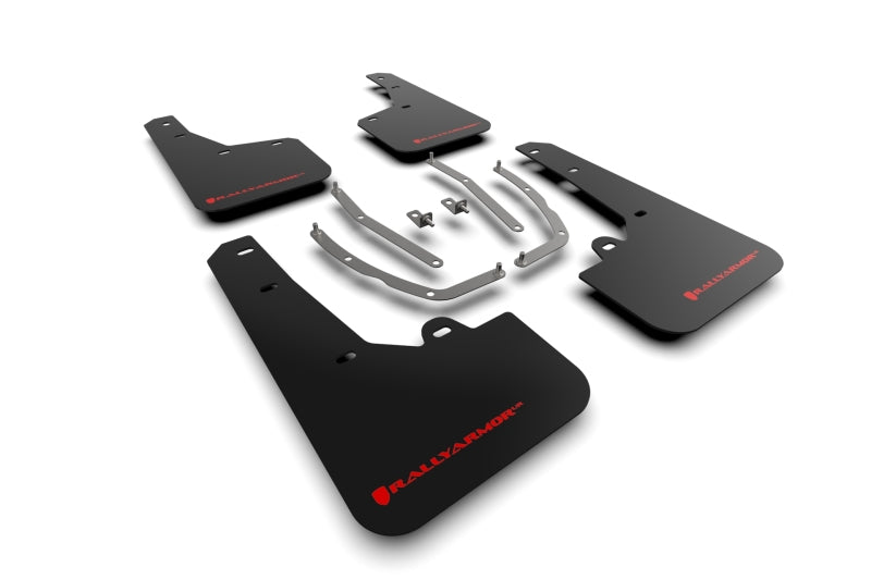 RAL UR Blk Flap/Rd Logo - Rally Armor 22-24 Hyundai Tucson Black UR Mud Flap w/Red Logo