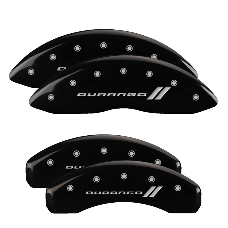 MGP Caliper Covers 4 Logo - MGP 4 Caliper Covers Engraved Front & Rear 11-18 Dodge Durango Black Finish Silver Durango II Logo