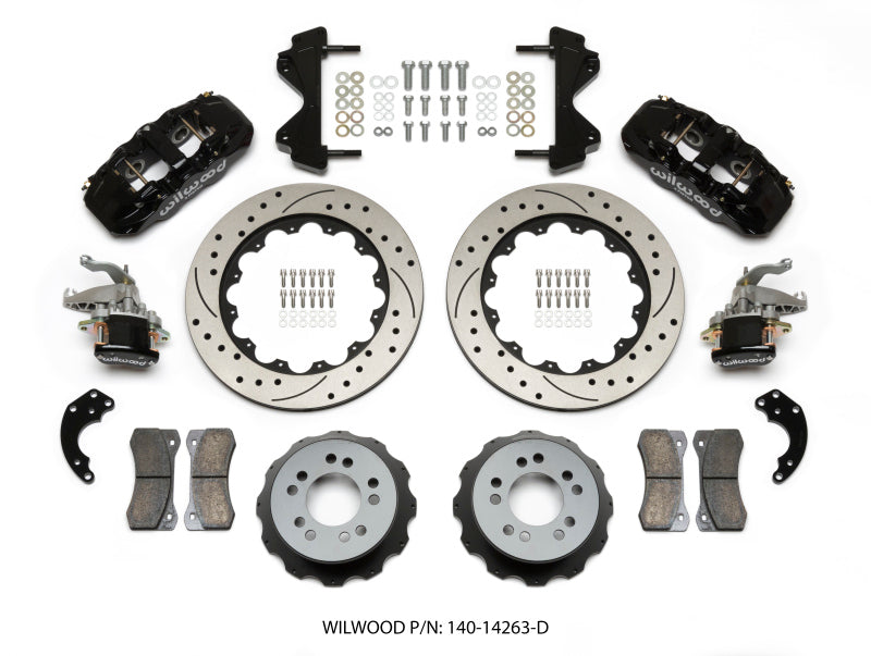 WIL Aero Brake Kit - Wilwood AERO4 / MC4 Rear Kit 14.00 Drilled Currie Pro-Tour Unit Bearing Floater