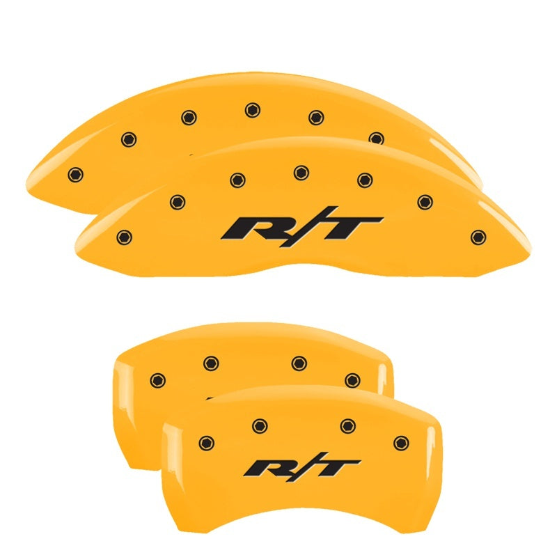 MGP Caliper Covers 4 Logo - MGP 4 Caliper Covers Engraved Front & Rear RT1-Truck Yellow Finish Black Char 2007 Dodge Charger