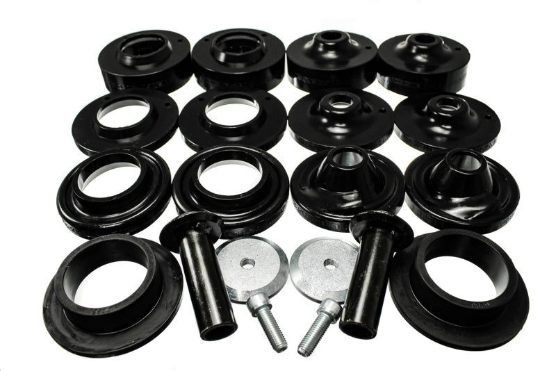ES Spring Isolators - Black - Energy Suspension 18+ Jeep Wrangler JL Black Rock-Flex 2in Adjustable Coil Spacer Set