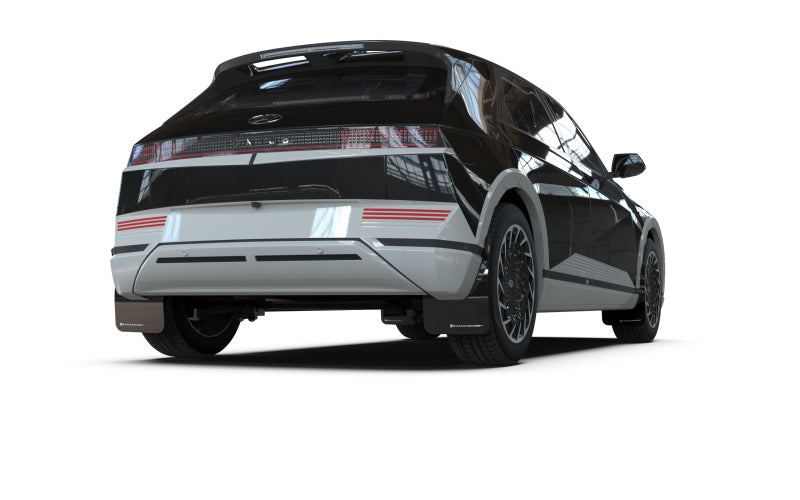RAL UR Blk Flap/Wht Logo - Rally Armor 22-24 Hyundai Ioniq 5 Black Mud Flap w/White Logo