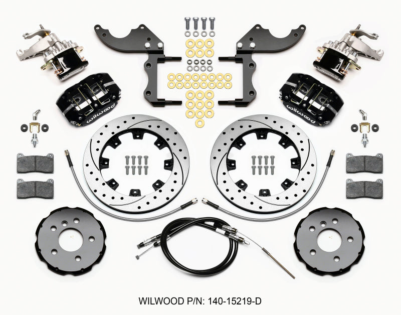 WIL Dynapro Brake Kit - Wilwood Dynapro Radial4 / MC4 Rear Kit 12.19 Drilled 2014-2015 Mini Cooper w/Lines & Cables