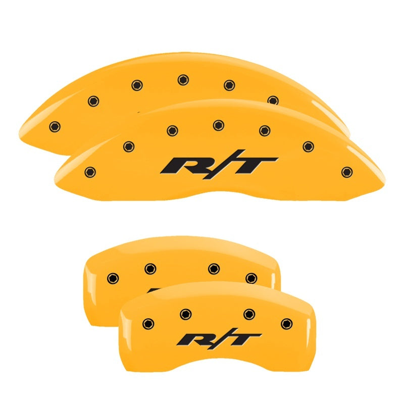 MGP Caliper Covers 4 Logo - MGP 4 Caliper Covers Engraved Front & Rear RT Yellow finish black ch