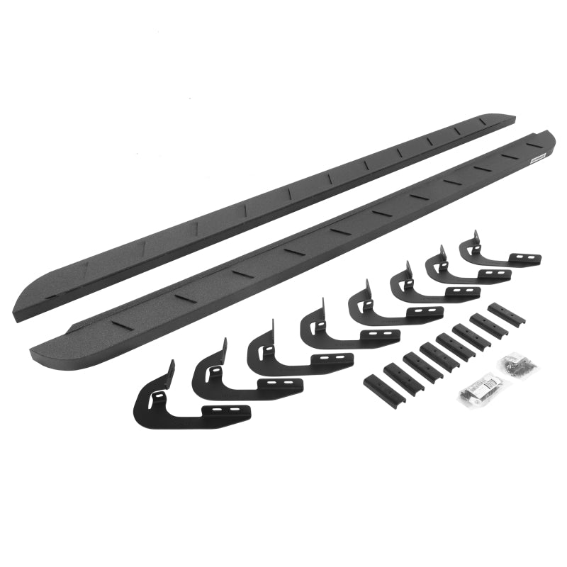 GOR RB10 Slim Running Boards - Go Rhino 14-18 GMC Sierra 1500 CC 4DR RB10 Slim Running Boards Kit (Incl. Brackets) - Bedliner Coat