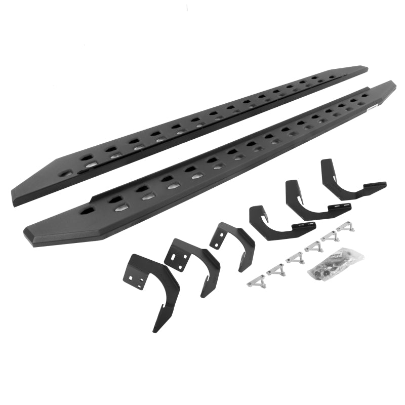 GOR RB20 Slim Running Boards - Go Rhino 15-22 Ram 1500 QC 4DR (Clssc Bdy) RB20 Slim Running Boards Kit (Incl. Brackets) - Tex. Blk