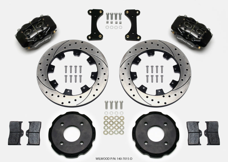 WIL Dynalite Brake Kit - Wilwood Forged Dynalite Front Hat Kit 12.19in Drilled 2002 Mitsubishi Lancer
