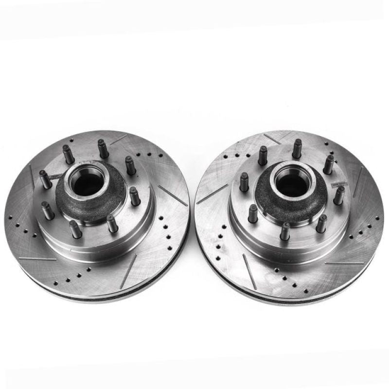 PSB Evolution Drill/Slot Rotor - Power Stop 17-18 Ford E-450 Super Duty Front Drilled & Slotted Rotor - Pair