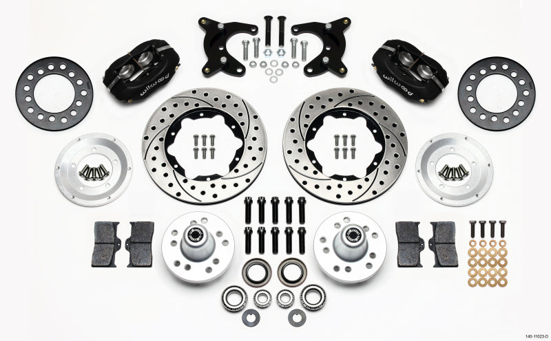 WIL Dynalite Brake Kit - Wilwood Forged Dynalite Front Kit 11.00in Drilled 65-72 CDP A Body - 10in Drum